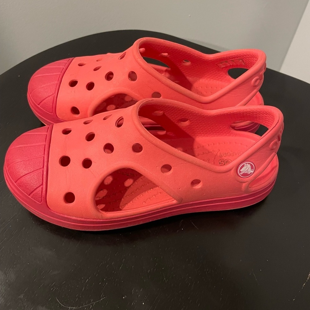 coral pink Crocs Bump It clog slip-on shoes for kids size C 12 - Picture 3 of 5